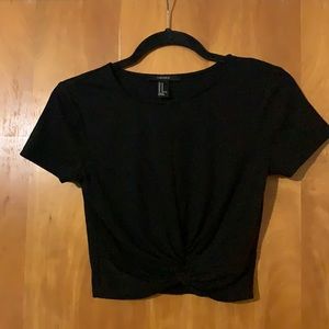 Black twist front crop top